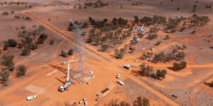 Transmission line stringing across roads